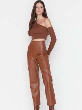 Nohavice pre ženy Trendyol - hnedá