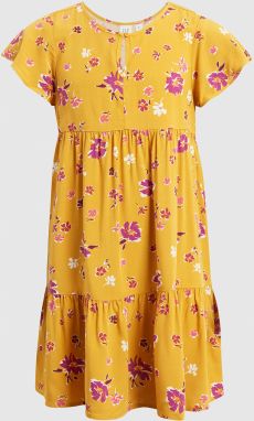 Žlté dievčenské šaty s volánom Kvetinové šaty GAP