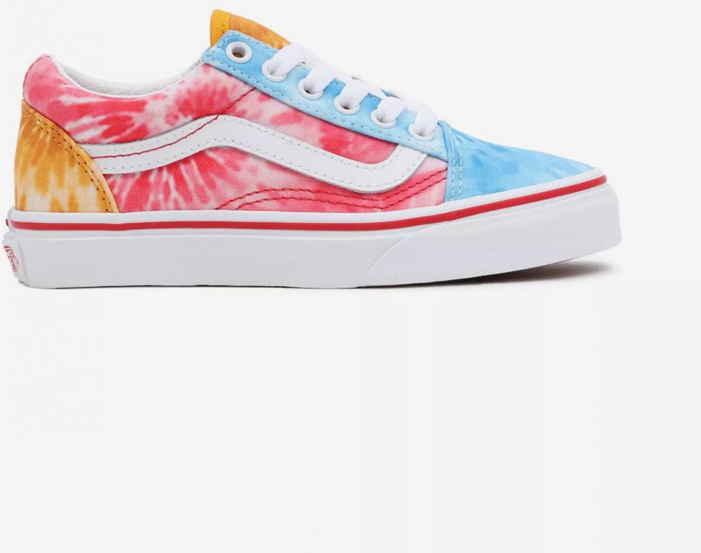 Modro-ružové detské batikované tenisky s koženými detailmi VANS Tie Dye