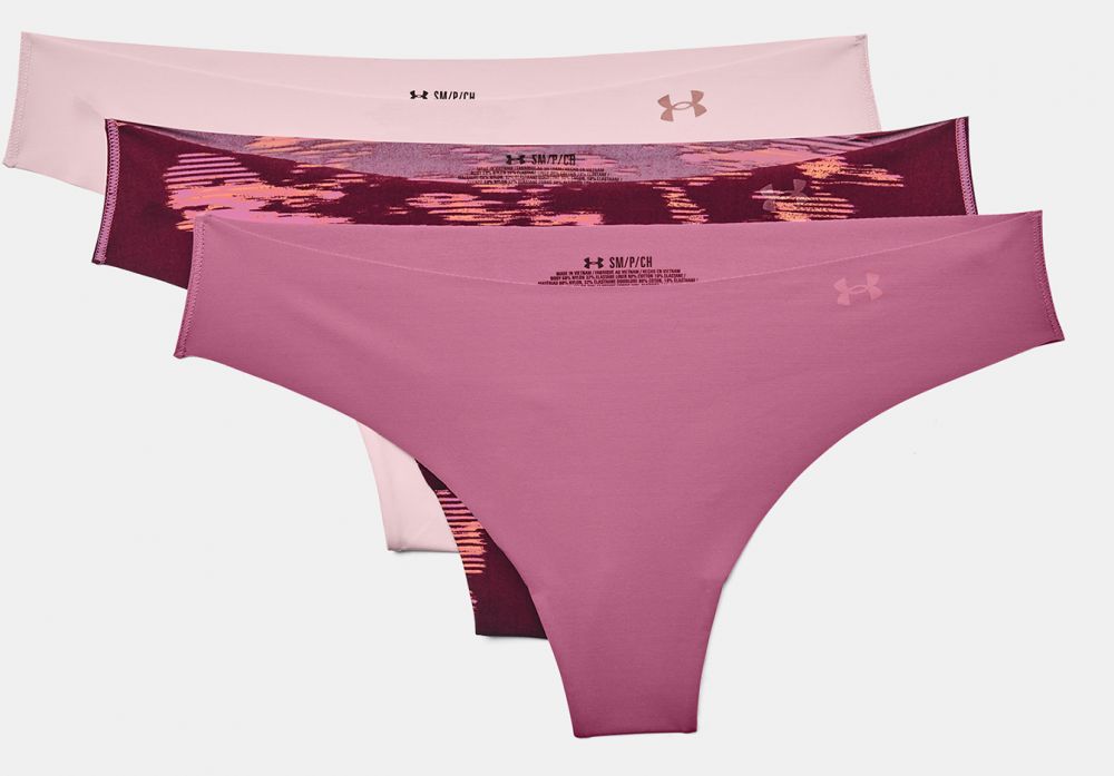 Under Armour PS Thong 3Pack nohavičky s potlačou - ružové