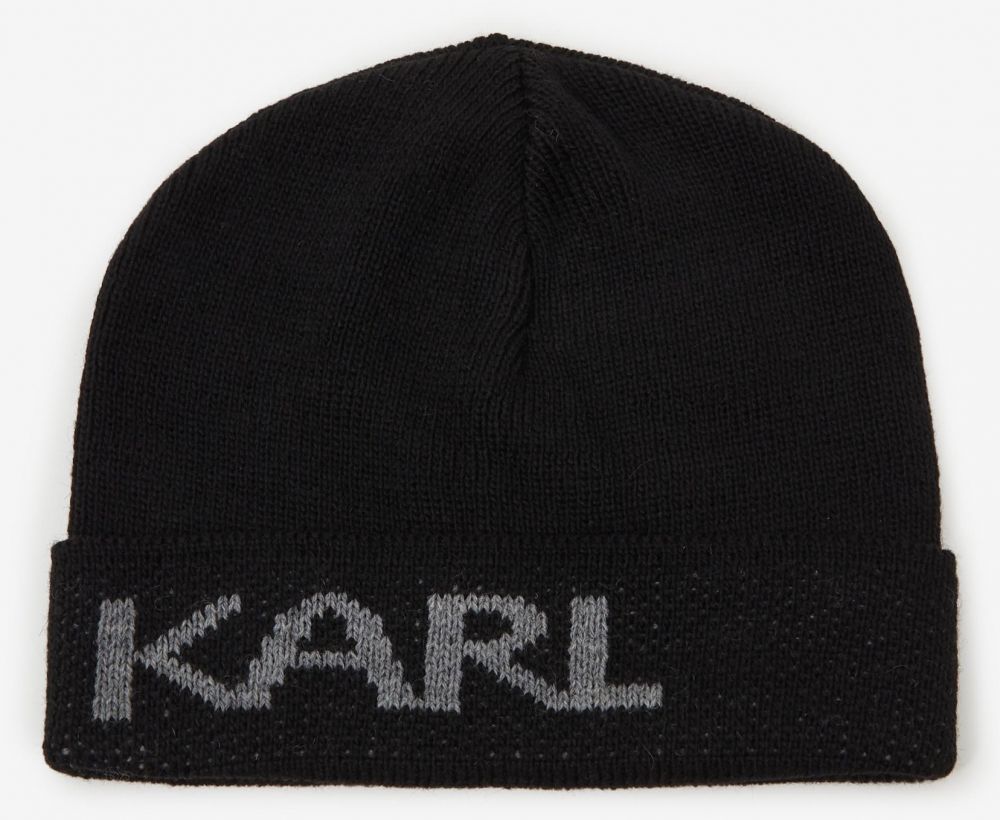 Čiapky, šály, rukavice pre mužov KARL LAGERFELD - čierna