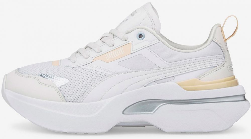 Biele dámske tenisky na platforme s koženými detailmi Puma Kosmo Rider