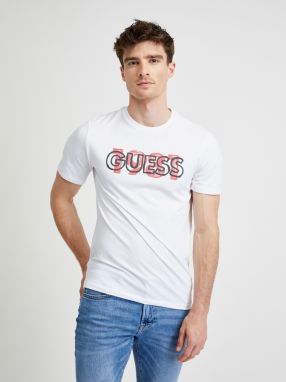 Tričká s krátkym rukávom pre mužov Guess - biela