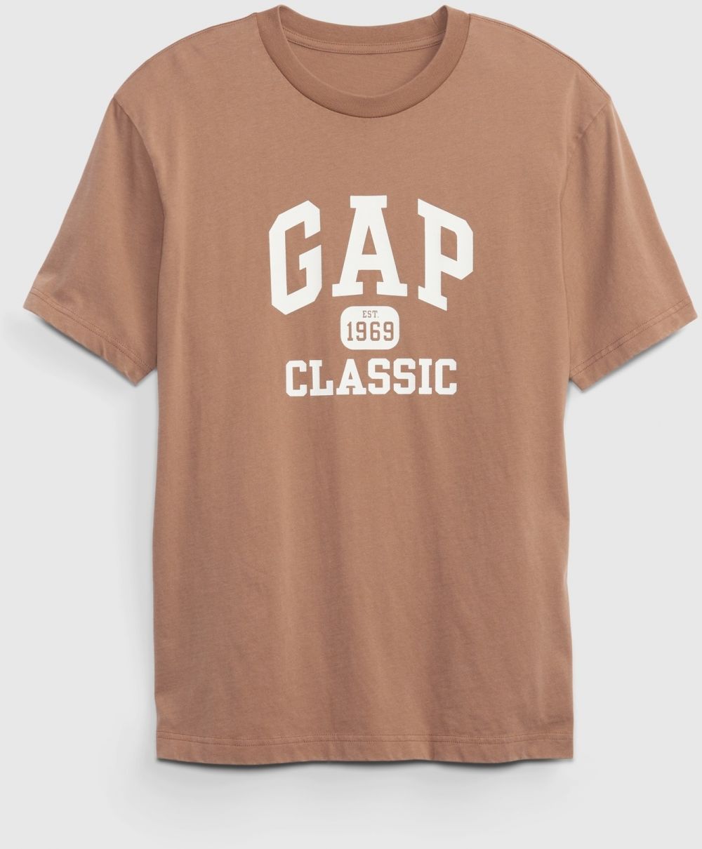 Hnedé pánske tričko logo GAP 1969 Classic organic