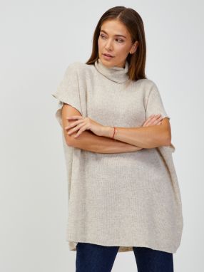 Krémový rebrovaný sveter s prímesou vlny ONLY Paris