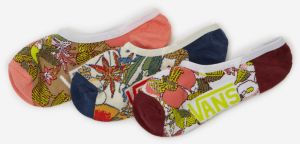 Sada troch párov vzorovaných dámskych ponožiek VANS v ružovej, tmavomodrej a bordovej farbe