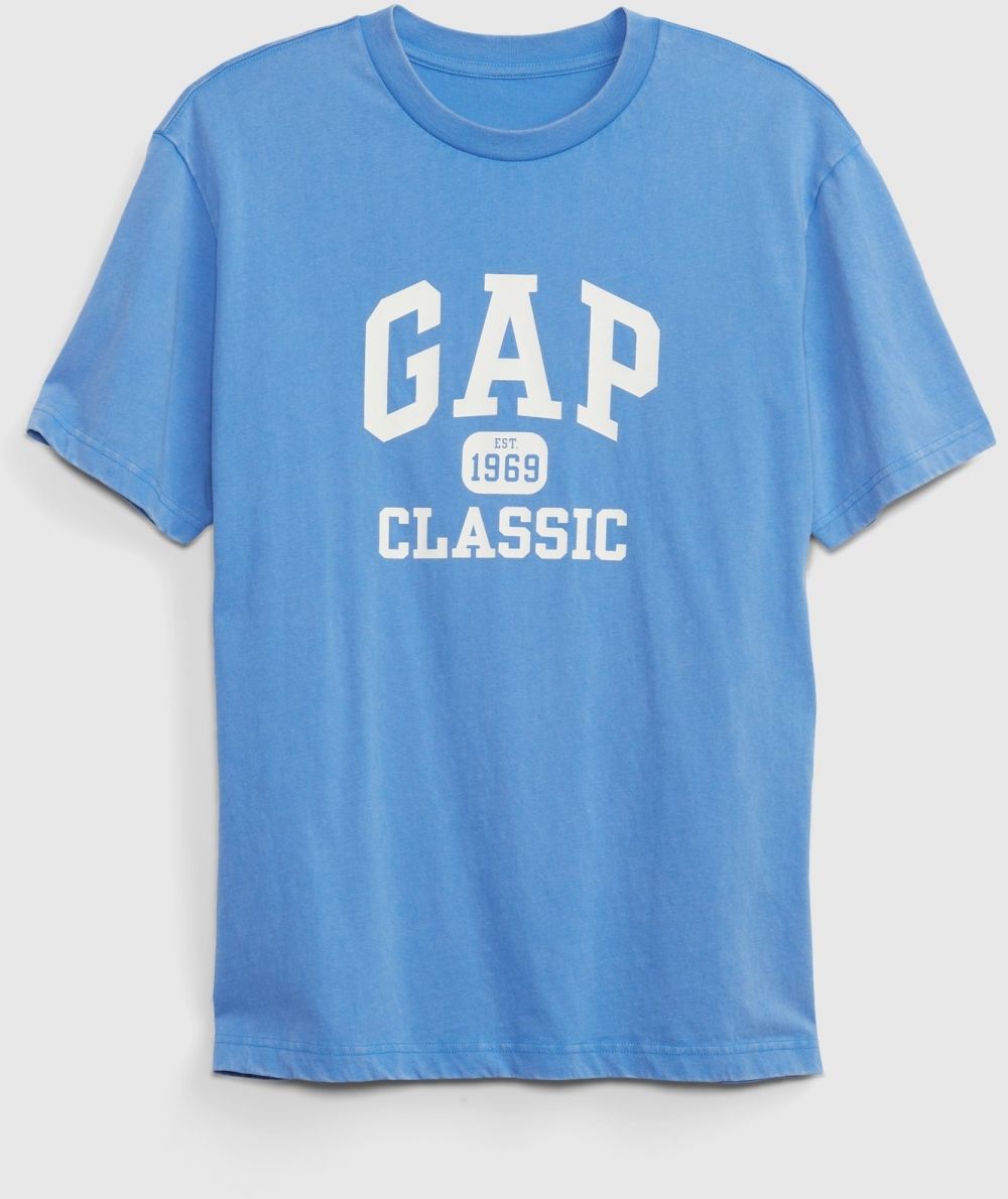 Modré pánske tričko logo GAP 1969 Classic organic