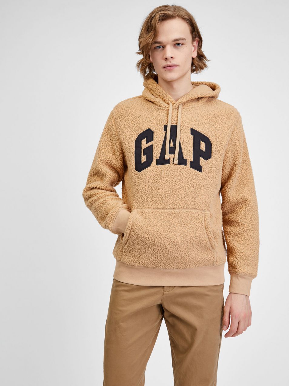 Béžová pánska mikina s logom GAP sherpa