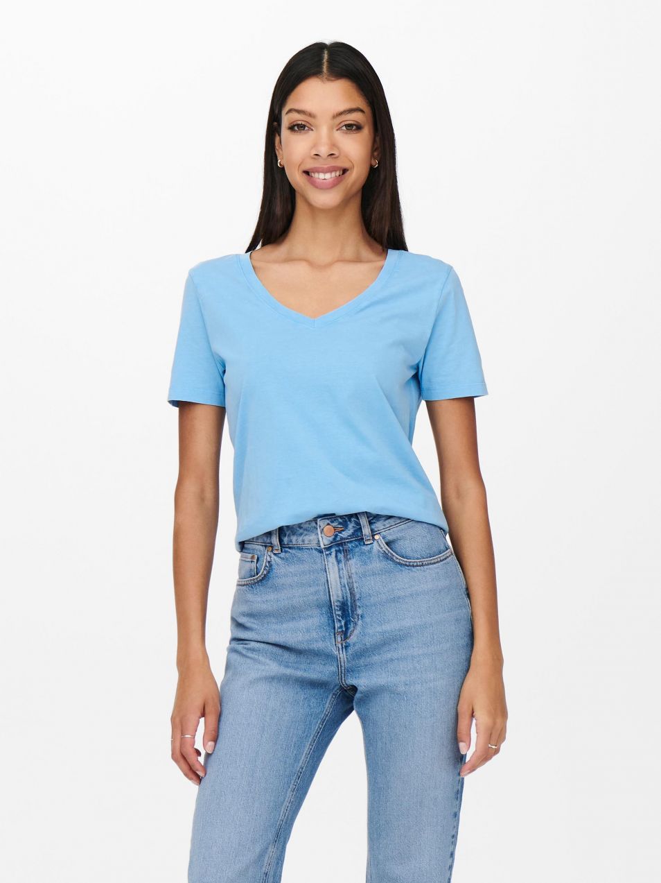 Svetlomodré basic tričko Jacqueline de Yong Farock