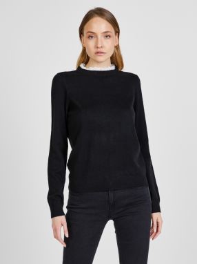Čierny sveter s ozdobným stojačikom Jacqueline de Yong Caddy