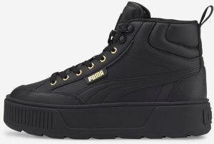 Čierne dámske kožené členkové tenisky na platforme Puma Karmen