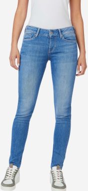 Modré dámske džínsy skinny fit s vyšívaným efektom Pepe Jeans Soho