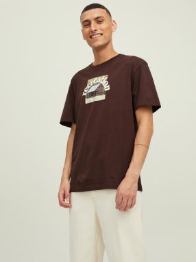 Tričká s krátkym rukávom pre mužov Jack & Jones - tmavohnedá