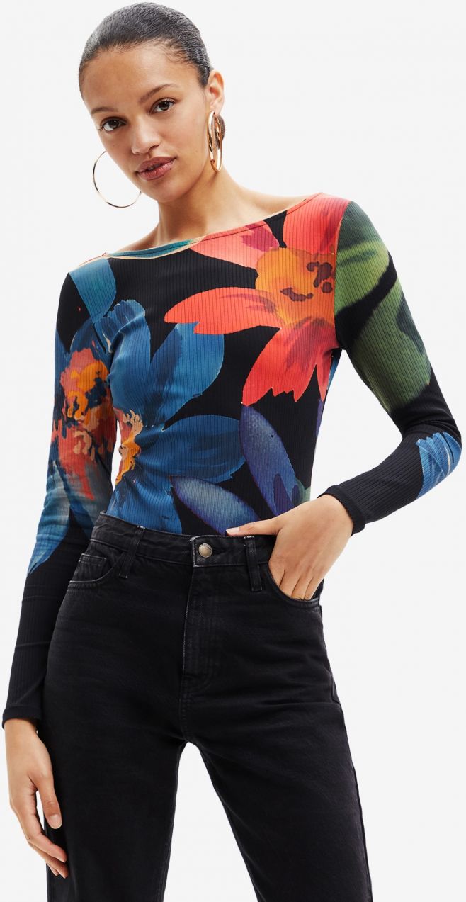 Čierne dámske kvetované body Desigual Grandflower