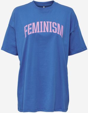 Modré oversize tričko s potlačou ONLY Tina