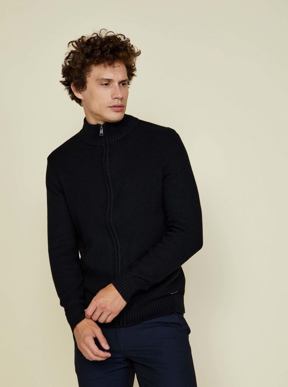 Čierny pánsky sveter na zips so stojačikom ZOOT.lab Brad