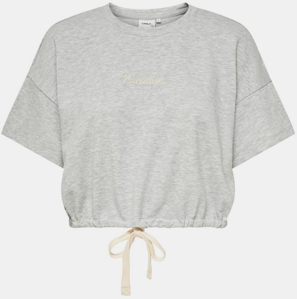 Šedý crop top s potlačou ONLY Issi