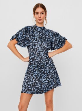 Modré kvetované šaty so stojáčikom VERO MODA