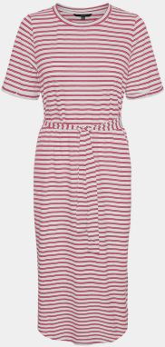 Krémovo-červené pruhované midišaty VERO MODA Alona