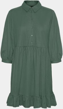 Zelené košeľové šaty s volánom VERO MODA Gaelle