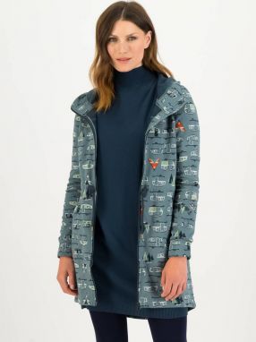 Modrá vzorovaná parka s kapucňou Blutsgeschwister Cosyshell Hooded