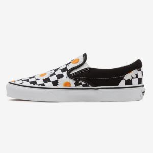 Bielo-čierne dámske vzorované slip on tenisky VANS UA Classic Slip On