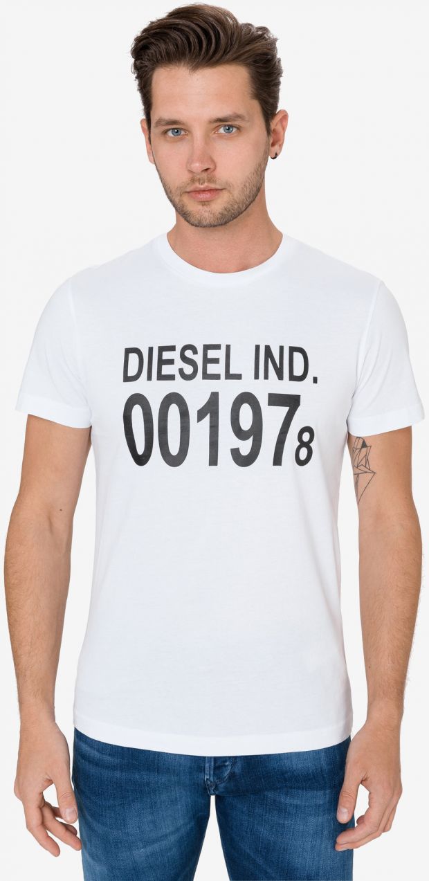 Tričká s krátkym rukávom pre mužov Diesel - biela
