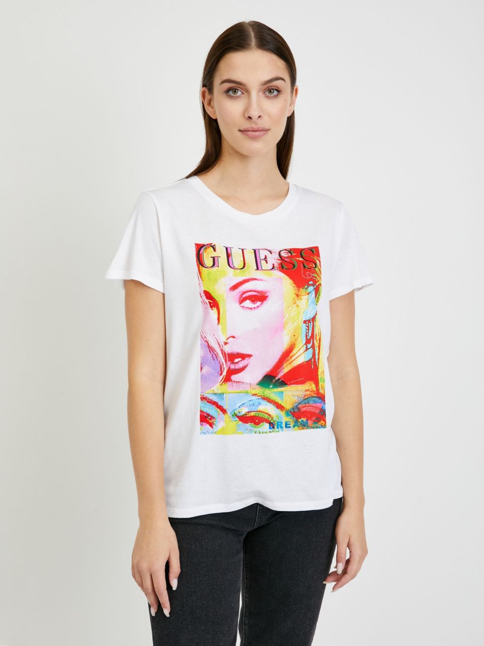Tričká s dlhým rukávom pre ženy Guess - biela