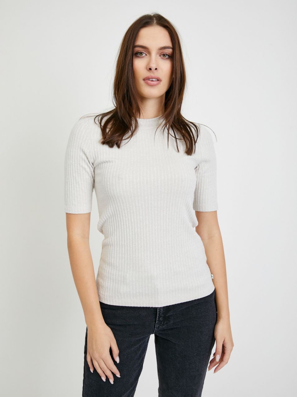 Svetlošedé dámske rebrované tričko Tom Tailor Denim