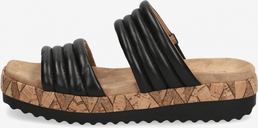 Čierne dámske kožené šľapky na platforme Caprice