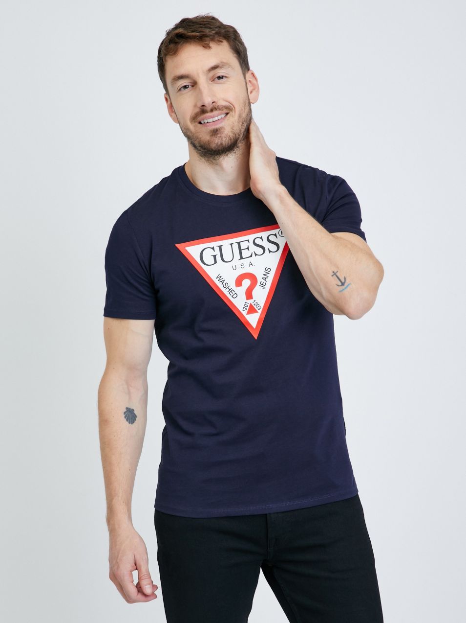 Tričká s krátkym rukávom pre mužov Guess - tmavomodrá