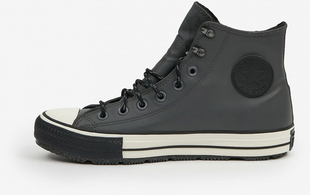 Tmavo šedé pánske členkové kožené tenisky Converse Chuck Taylor All Star Winter Waterproof