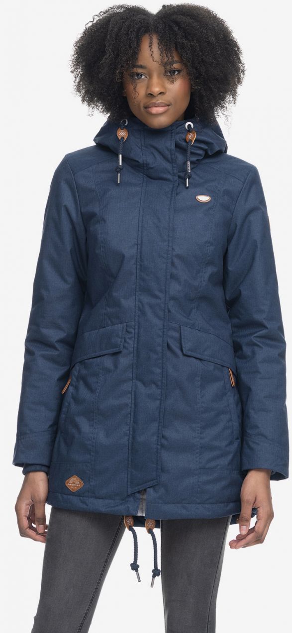 Tmavomodrý dámsky zimný kabát s kapucňou Ragwear Tunned