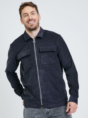 Tmavosivá pánska manšestrová košeľa so zipsom Tom Tailor Denim