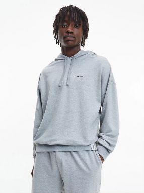 Mikiny s kapucou pre mužov Calvin Klein - svetlosivá