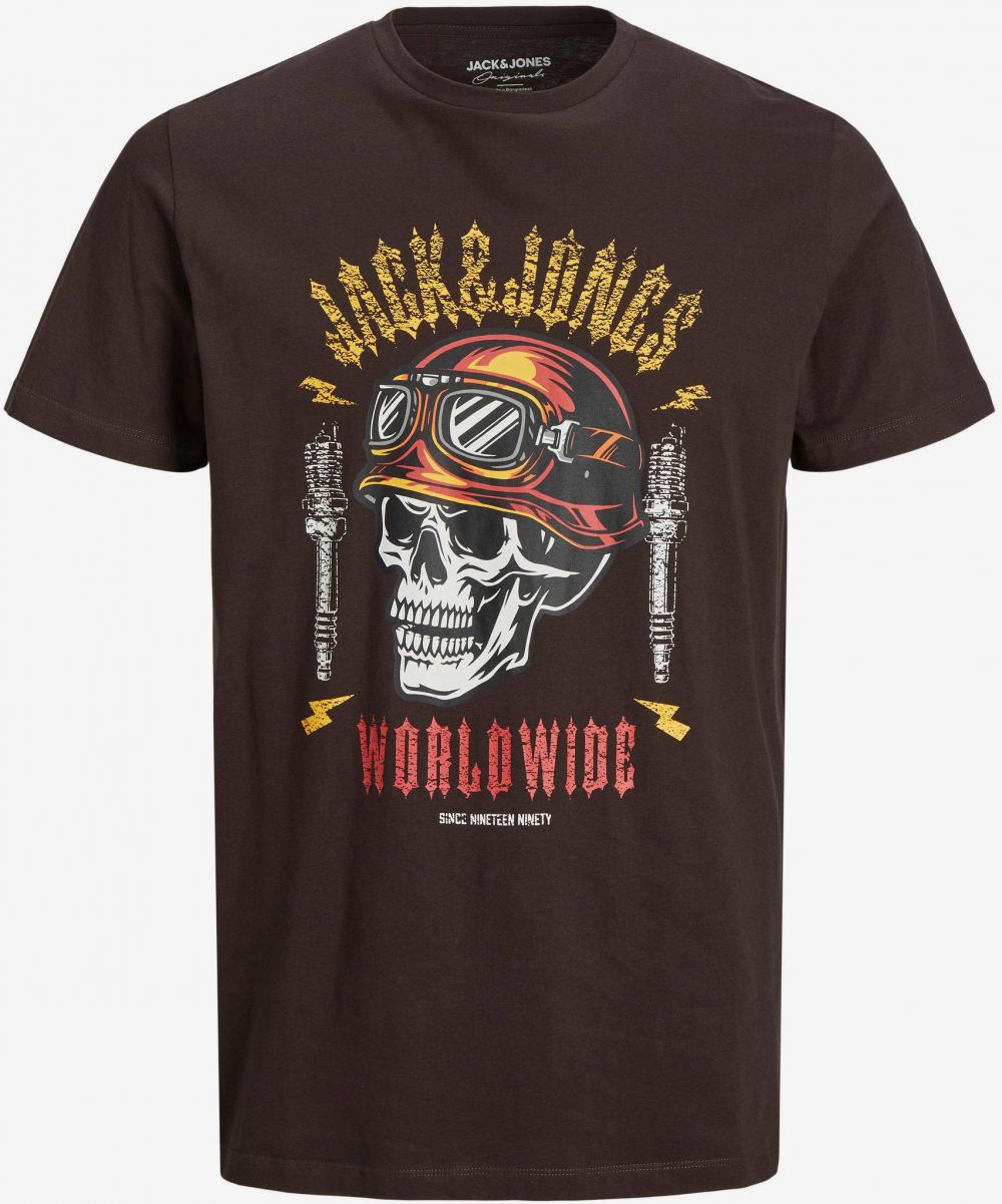 Tričká s krátkym rukávom pre mužov Jack & Jones - tmavohnedá