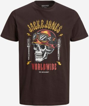 Tričká s krátkym rukávom pre mužov Jack & Jones - tmavohnedá