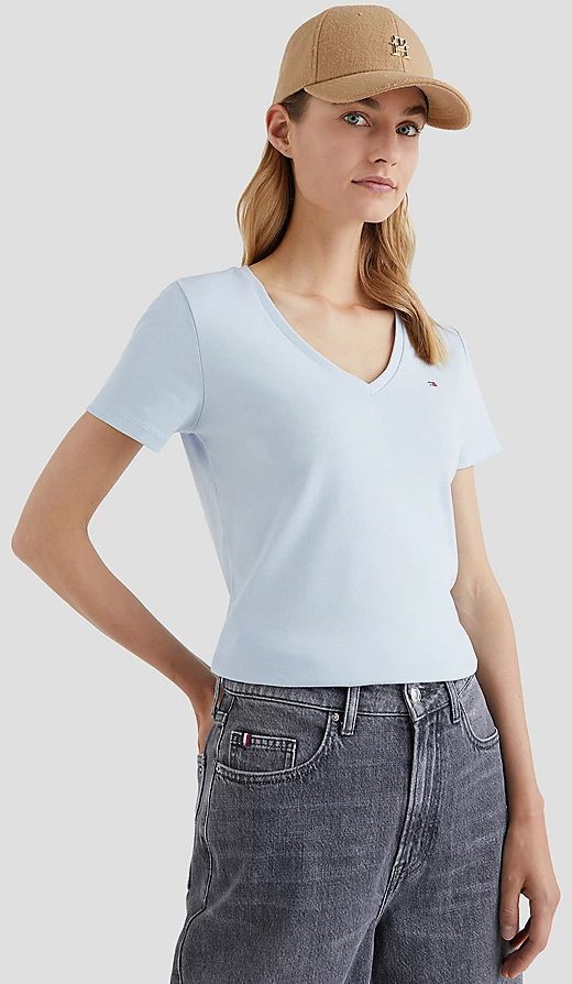 Basic tričká pre ženy Tommy Hilfiger - svetlomodrá