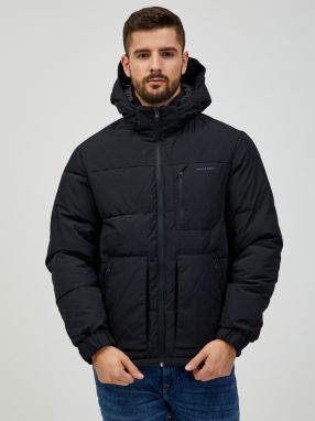 Čierna prešívaná zimná bunda s kapucňou Jack & Jones Otto