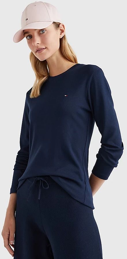 Tričká s dlhým rukávom pre ženy Tommy Hilfiger - tmavomodrá