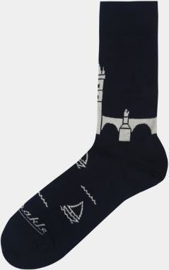 Tmavomodré unisex ponožky Fusakle Karlov most