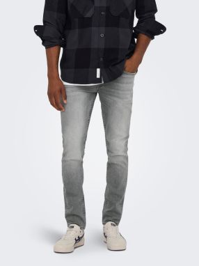 Svetlošedé skinny fit džínsy s vyšívaným efektom ONLY & SONS Loom