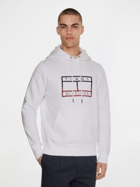 Mikiny s kapucou pre mužov Tommy Hilfiger - biela