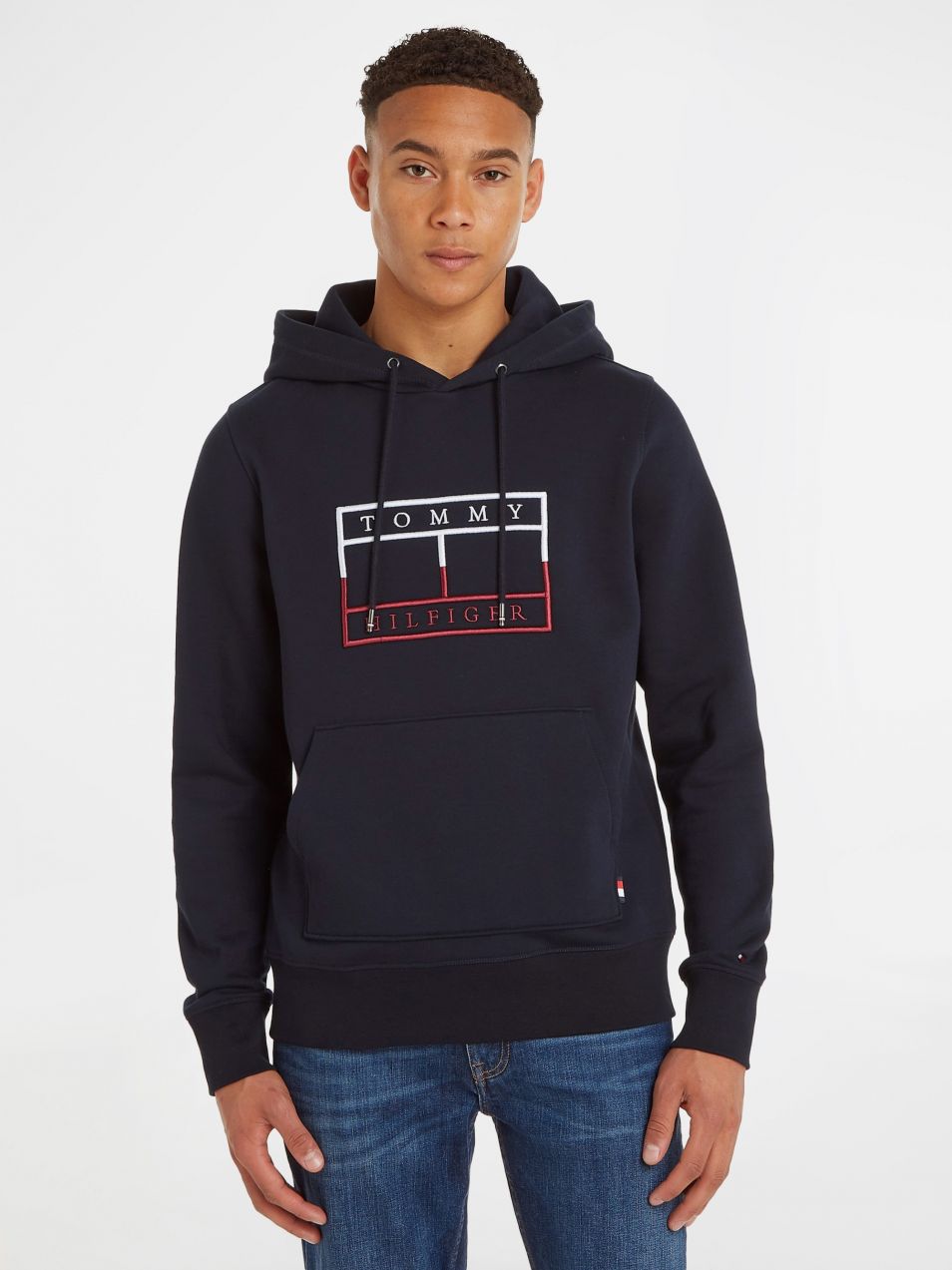 Mikiny s kapucou pre mužov Tommy Hilfiger - tmavomodrá