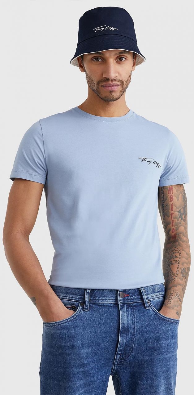 Tričká s krátkym rukávom pre mužov Tommy Hilfiger - svetlomodrá