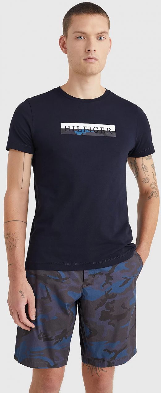 Tričká s krátkym rukávom pre mužov Tommy Hilfiger - tmavomodrá