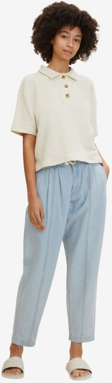 Svetlomodré dámske skrátené široké nohavice Tom Tailor Denim