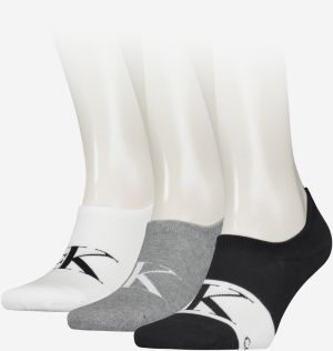 Súprava troch párov pánskych ponožiek v bielej, šedej a čiernej farbe Calvin Klein