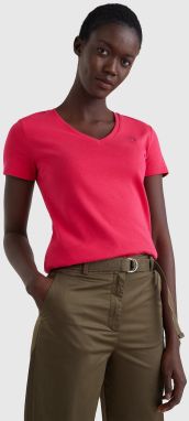 Tmavoružové dámske basic tričko Tommy Hilfiger