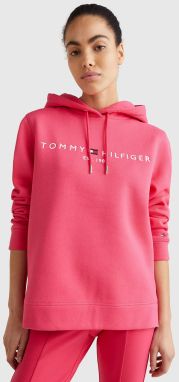 Tmavoružová dámska mikina s kapucou Tommy Hilfiger